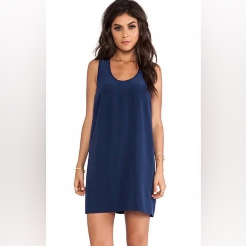 (EUC)Theory navy silk Farica sleeveless slip dress